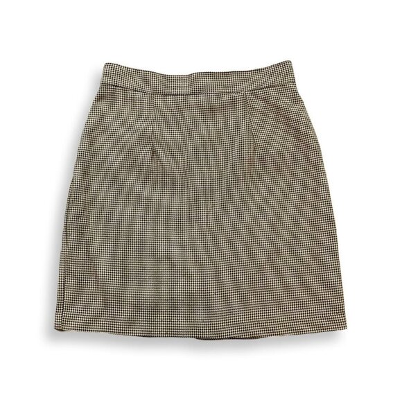 Rampage‎ Skirt Y2K Womens 11 Houndstooth Preppy Black Tan Academia Made USA VTG - Picture 1 of 11